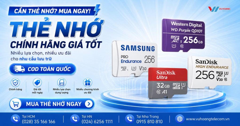 Thẻ Nhớ Chuyên Camera Chính Hãng, Bền Bỉ, Giá Tốt