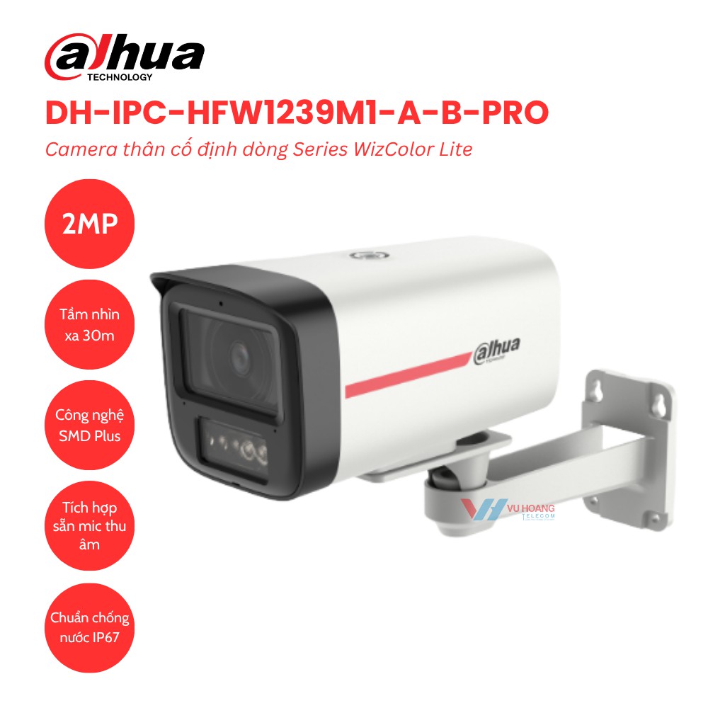 Camera IP ngoài trời Dahua DH-IPC-HFW1239M1-A-B-PRO 2MP