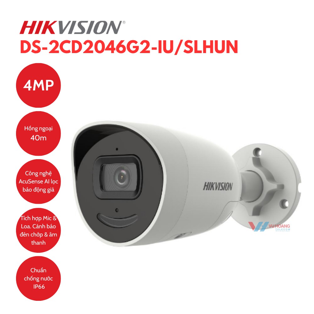 Camera Hikvision DS-2CD2046G2-IU/SLHUN báo động chủ động